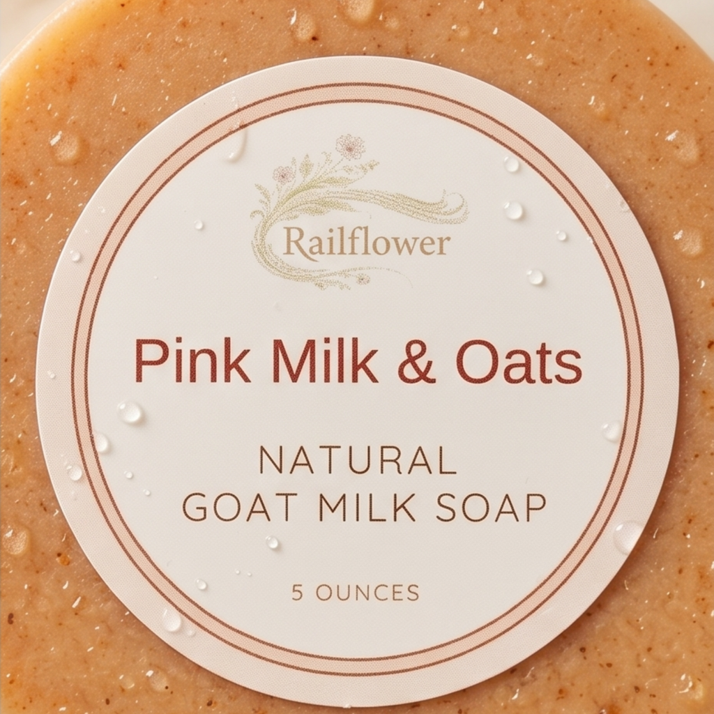 Pink Milk & Oats natural goat milk soap with Railflower branding